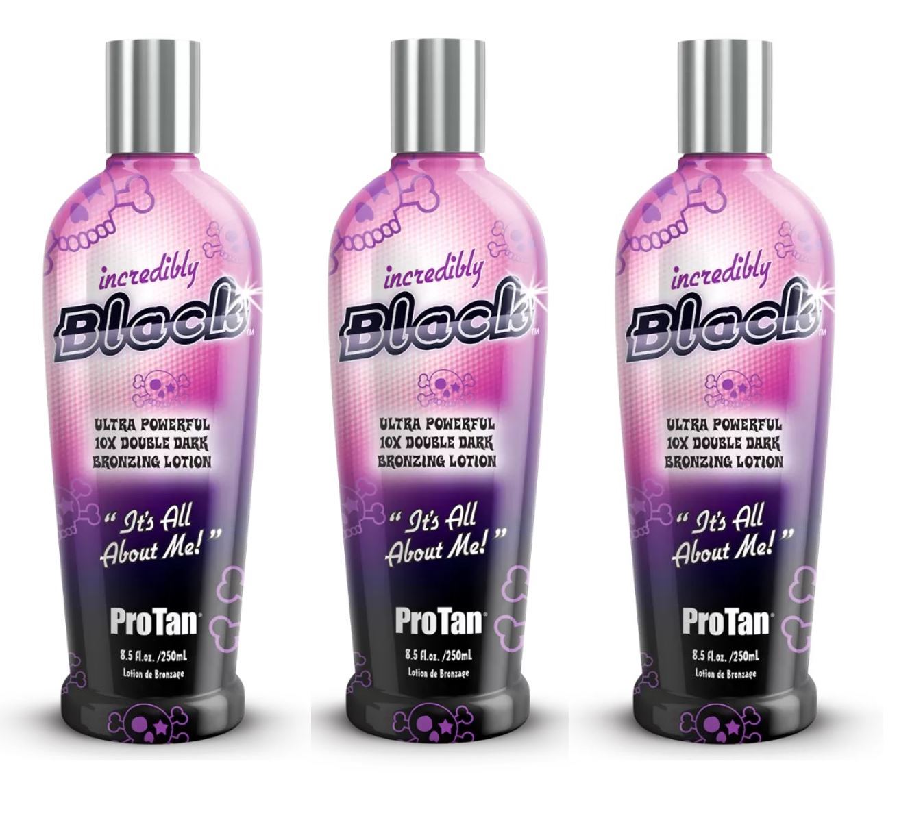 3 x ProTan Incredibly Black Bronzing Tanning Sunbed Lotion Bottle 250ml